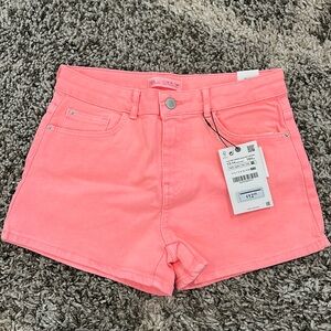 Zara Girls Denim Jean Shorts - Neon Pink / Orange sz 13-14 kids